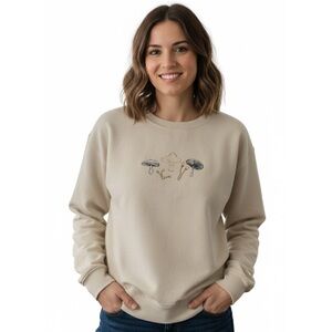 Pact Cream Sweatshirt with Mushroom Design
